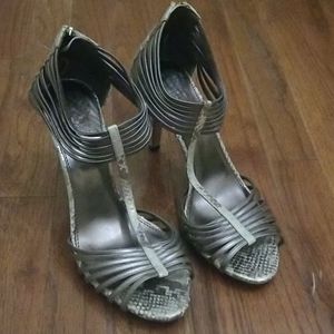Brand new Vince Camuto silver snake sandal heels